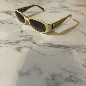 Coach Cream Oval Women's Sunglasses with Dark Lenses